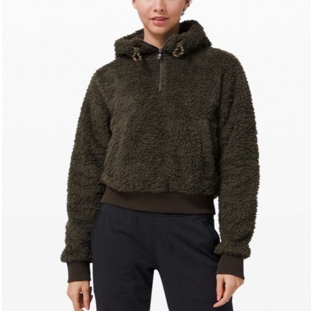 Lululemon Oh So Sherpa Half Zip -Dark Olive 
Size 6